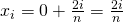x_i = 0 + \frac{2i}{n} = \frac{2i}{n}