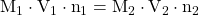 \text{M}_1\cdot\text{V}_1\cdot\text{n}_1 = \text{M}_2\cdot\text{V}_2\cdot\text{n}_2