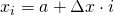 x_i = a + \Delta x \cdot i