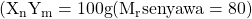 (\text{X}_\text{n}\text{Y}_\text{m} = 100\space\text{g}\space (\text{M}_\text{r}\space\text{senyawa} = 80)