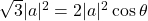 \sqrt{3}\cancel{|a|^2}=2\cancel{|a|^2}\cos\theta