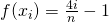 f(x_i) = \frac{4i}{n}-1